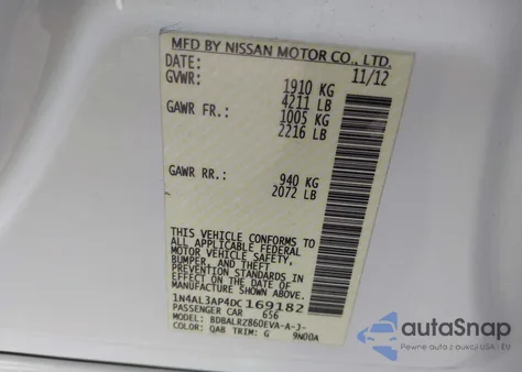 2013 Nissan Altima 2.5 S from USA, damaged, VIN 1N4AL3AP4DC169182